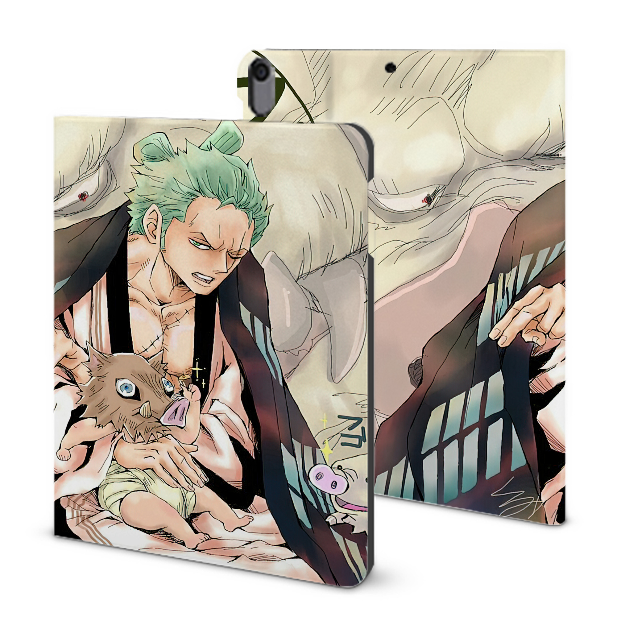 ワンピース ONE PIECE IPad ケース ブック型 PUレザー TPU 耐衝撃 軽量 薄型 ペン収納なし 全面保護 IPad 各モデル対応